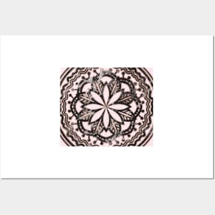 Marble mandala - striking black and rose gold Posters and Art